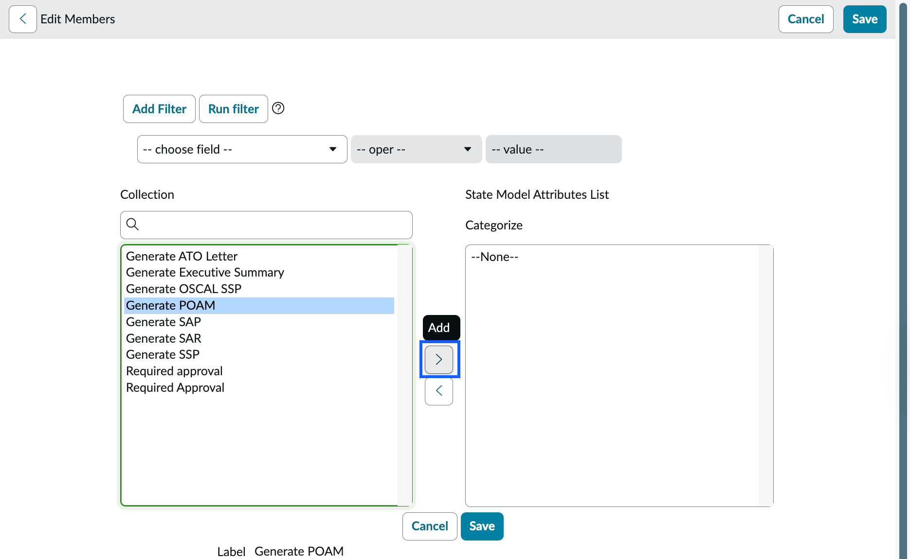 Editing state model attribute.