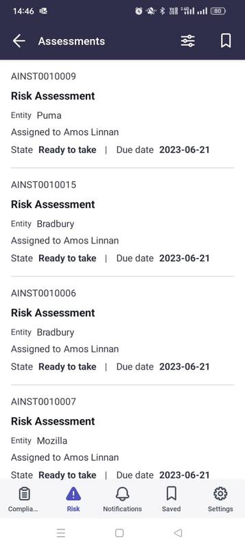 Assessment list of records.
