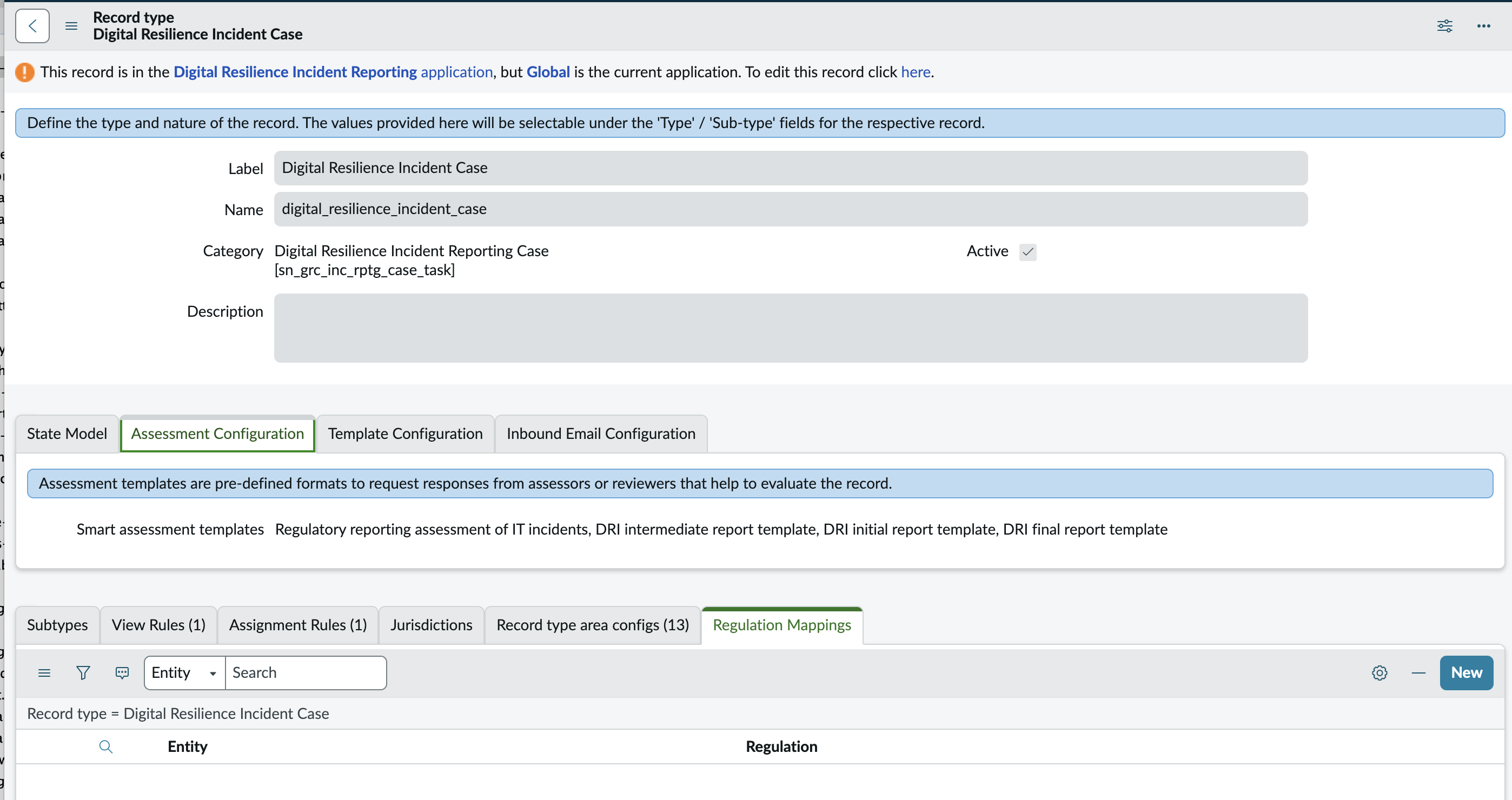 Digital Resilience Incident Case record.