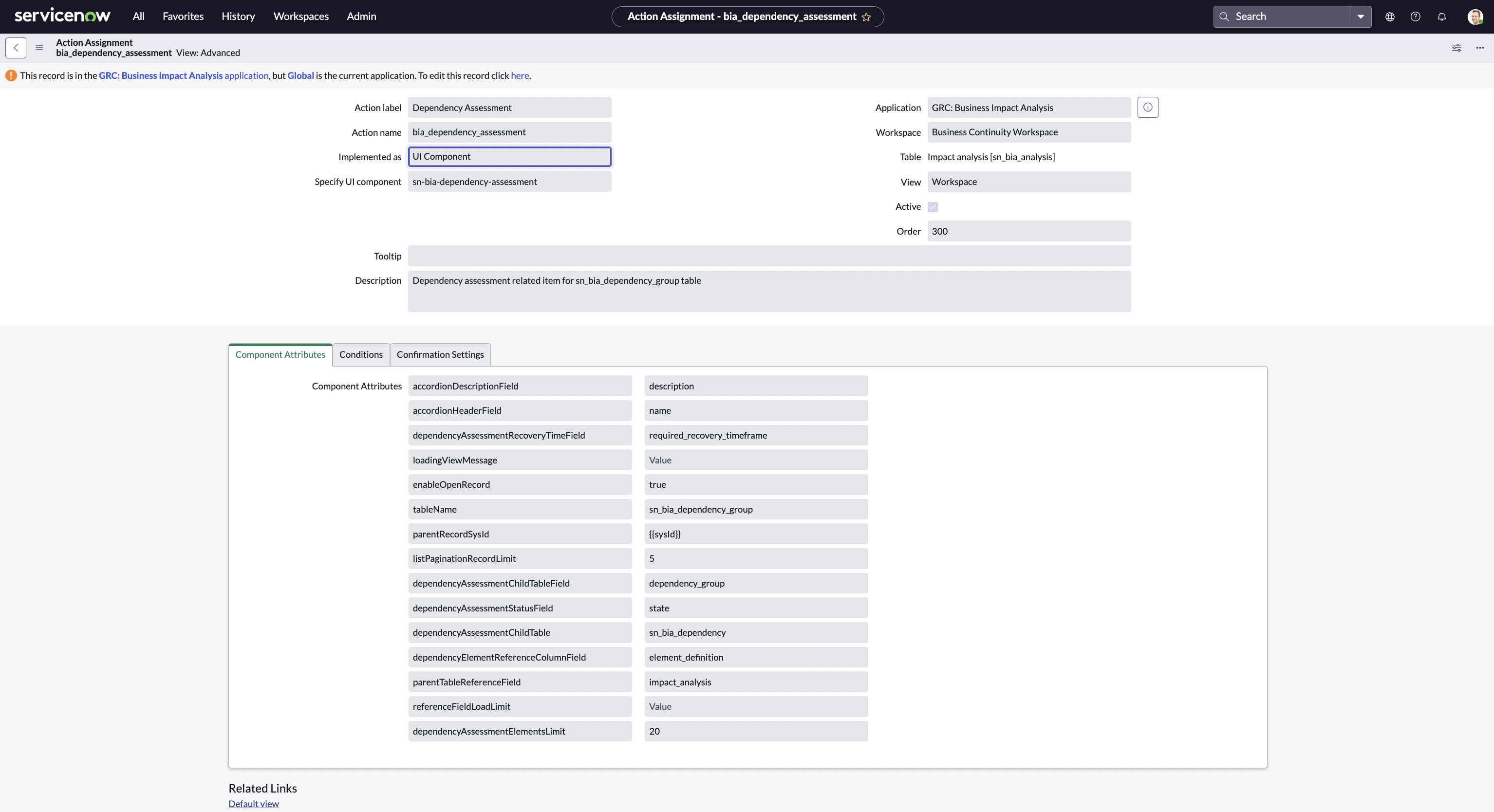 Component attributes.