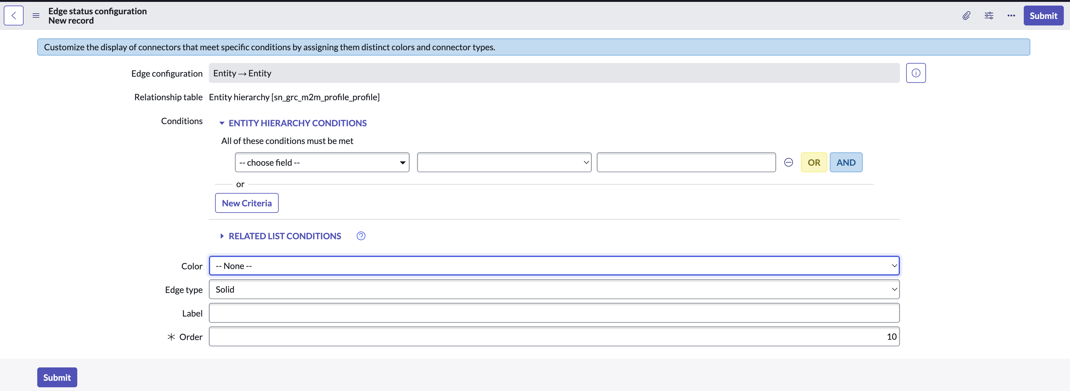 Edge status configuration.