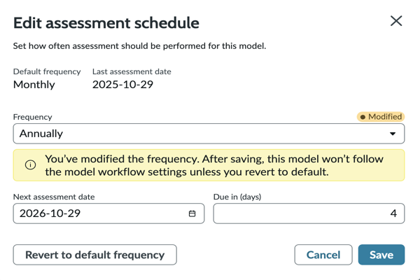 Revert to default frequency button.