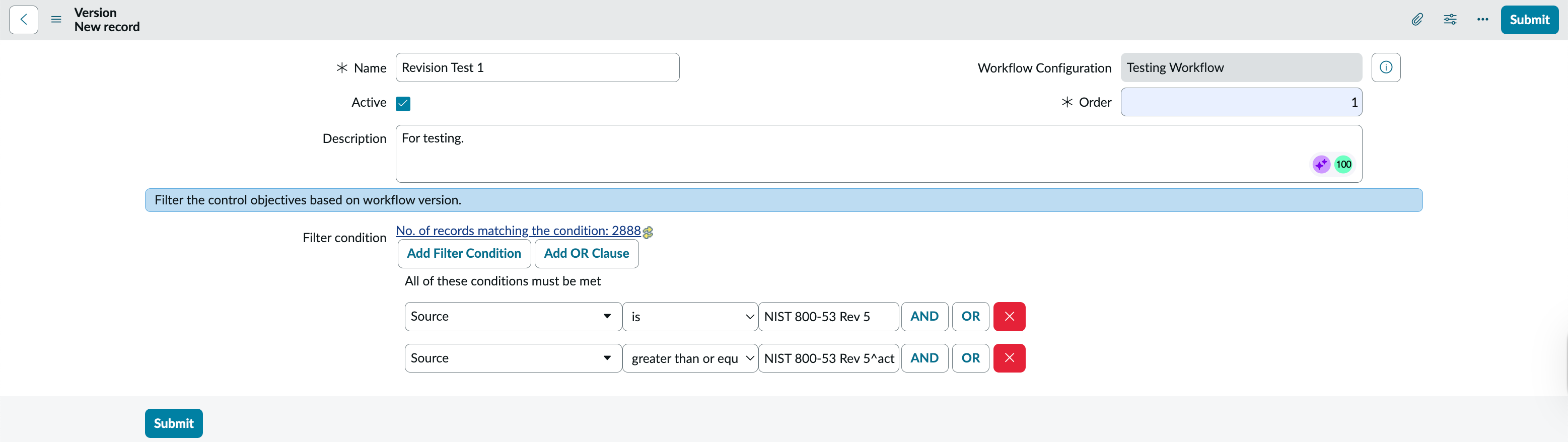 New version fields.