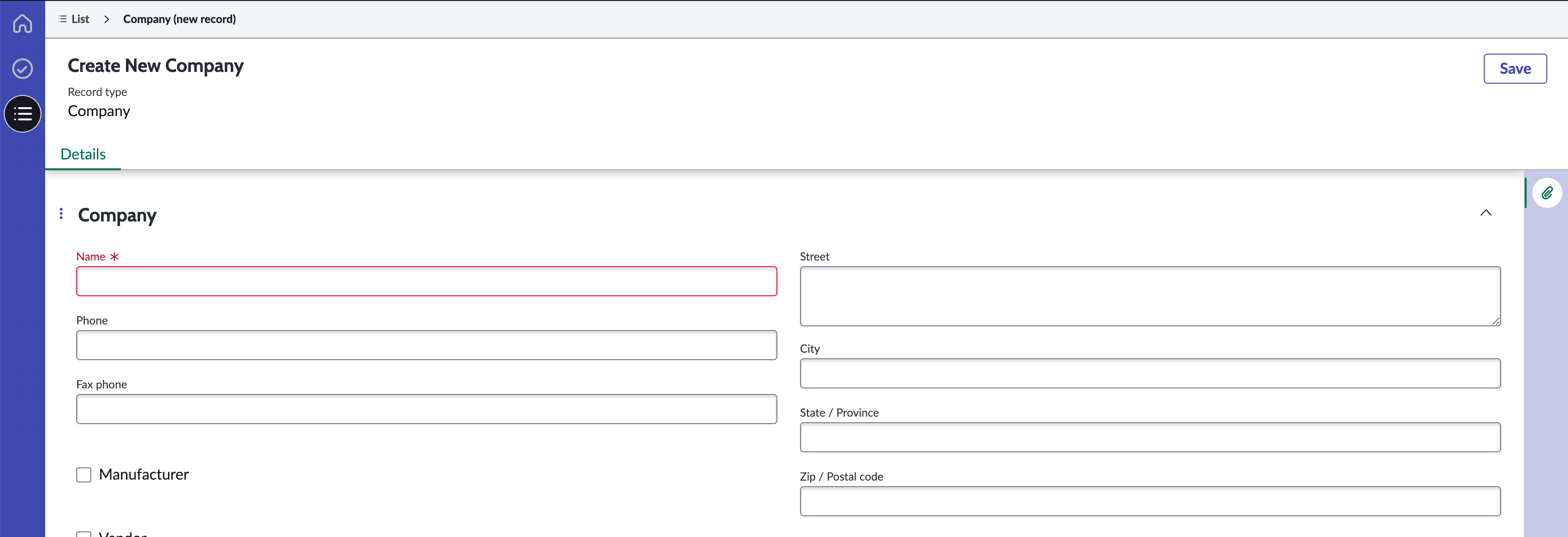 Company form.