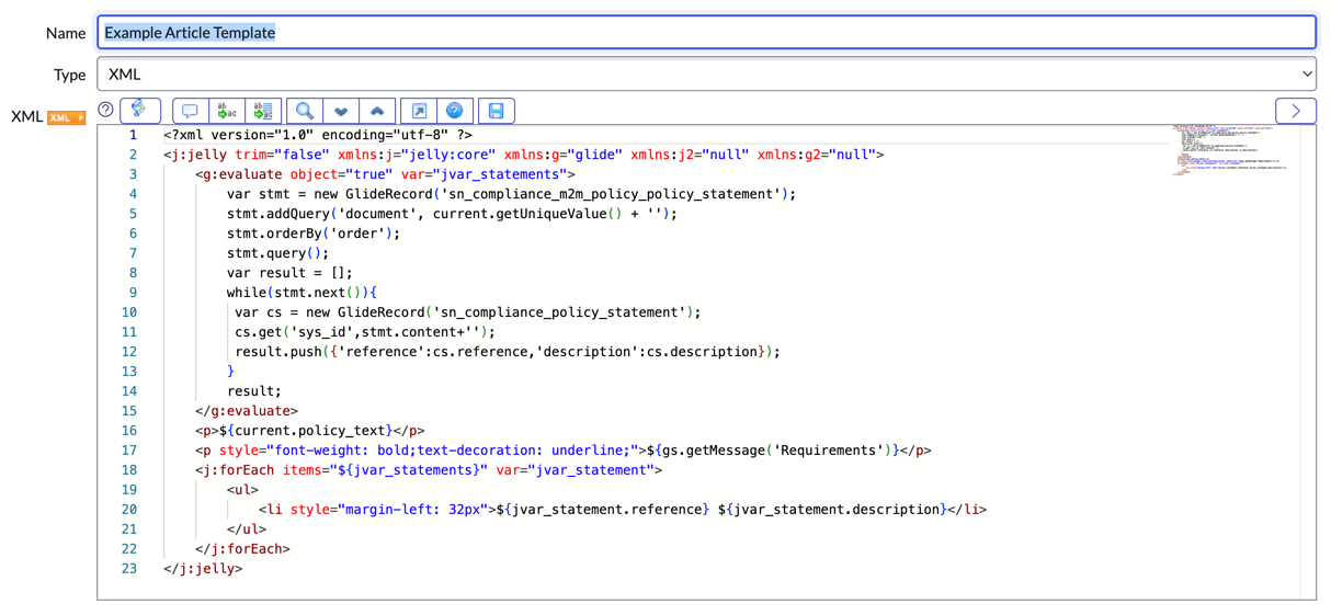 A model of XML script.