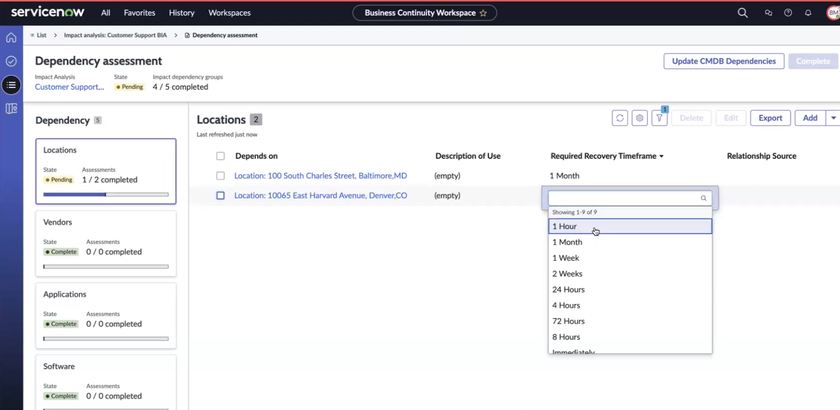 Updating RTO for one dependency at a time.