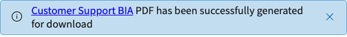 Information message that includes a link to download a PDF