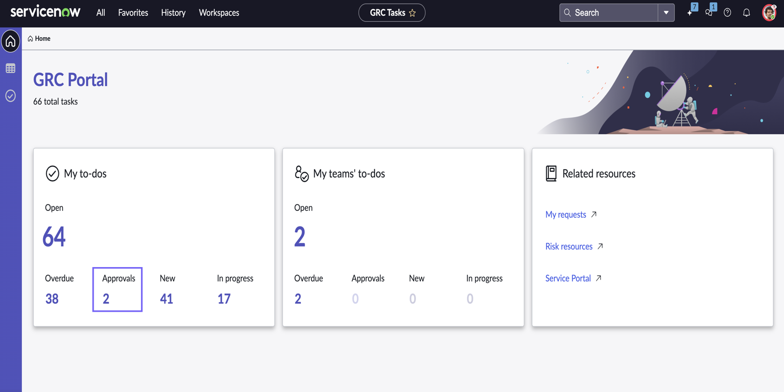 GRC tasks page.