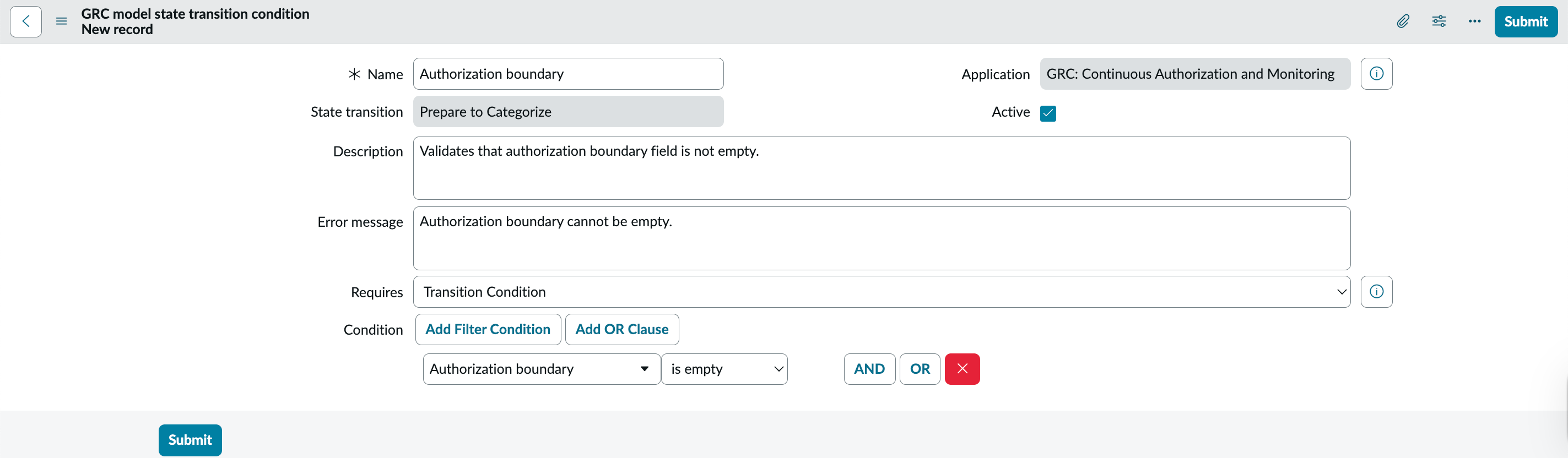 Adding state transition conditions.