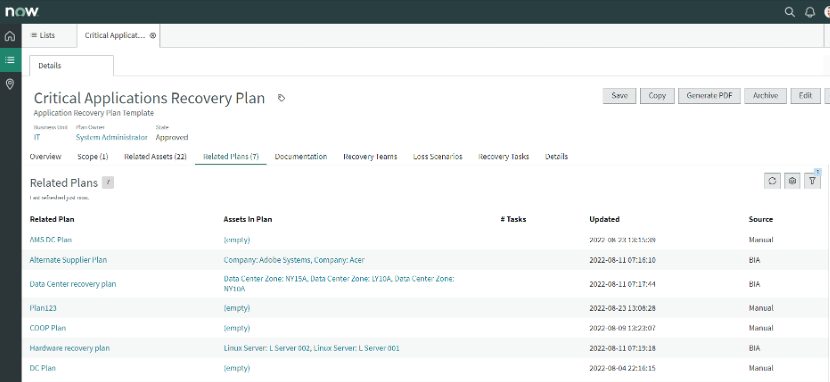 Related plan tab with source.