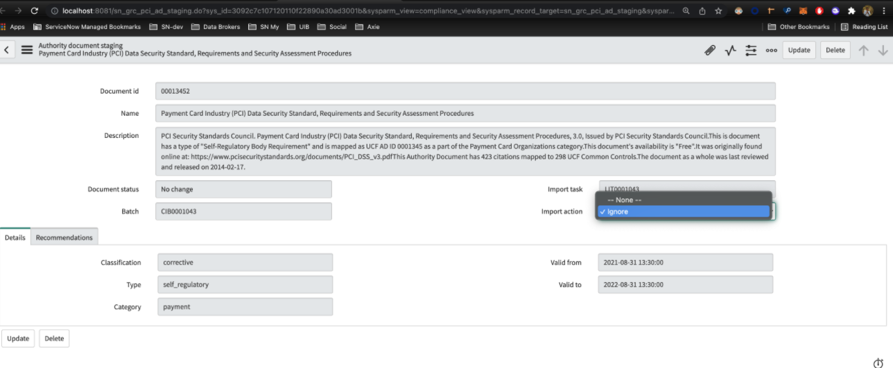 Ignore action for no change in the document status.
