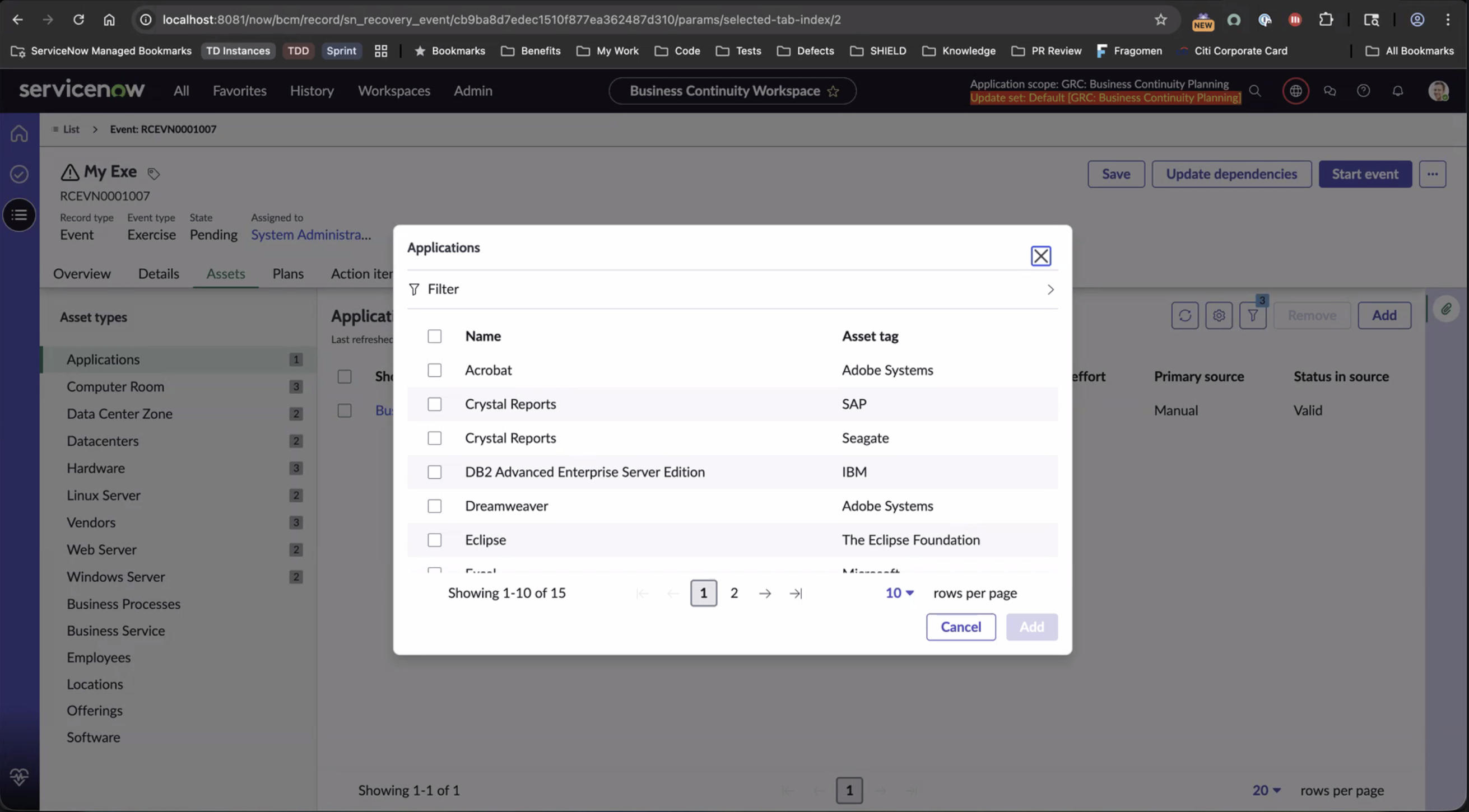 The source_table_fields are used to set the columns for the modal based on the asset type.