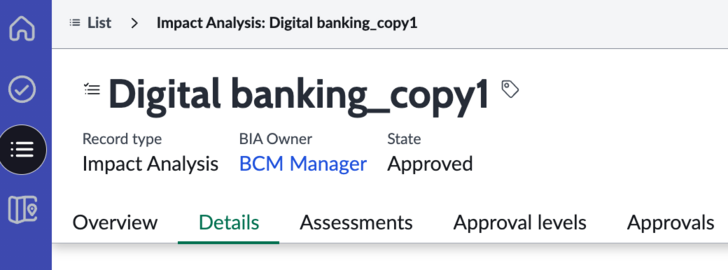 BIA in the Approved state.