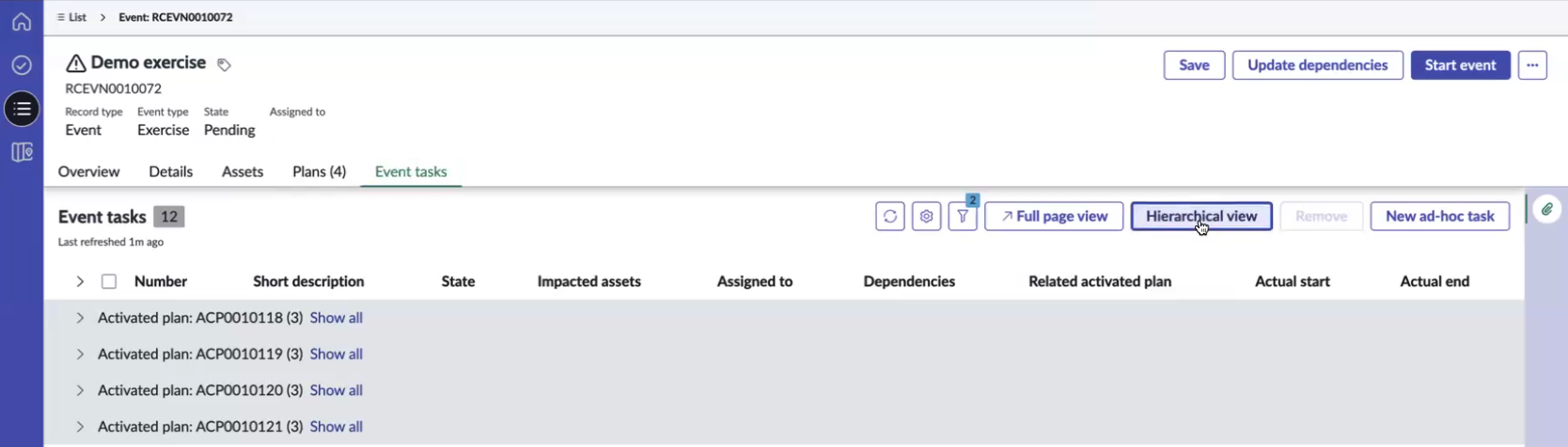 List view.