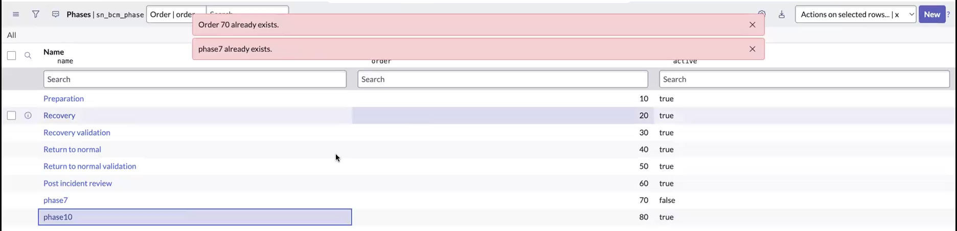 Error messages.