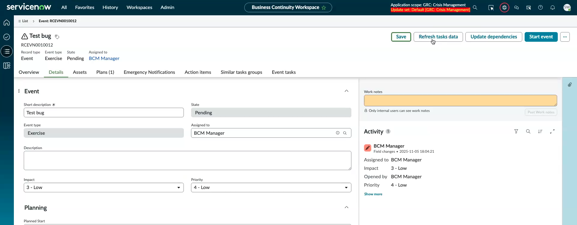 Refresh tasks data.