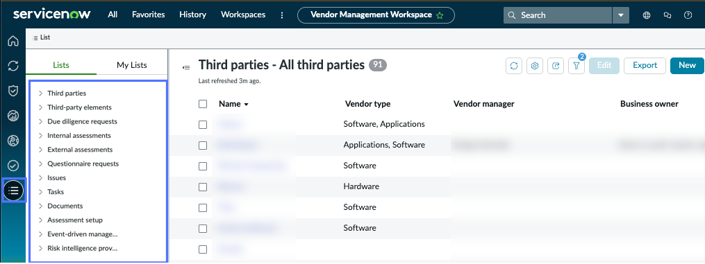 Access any item on the List page.