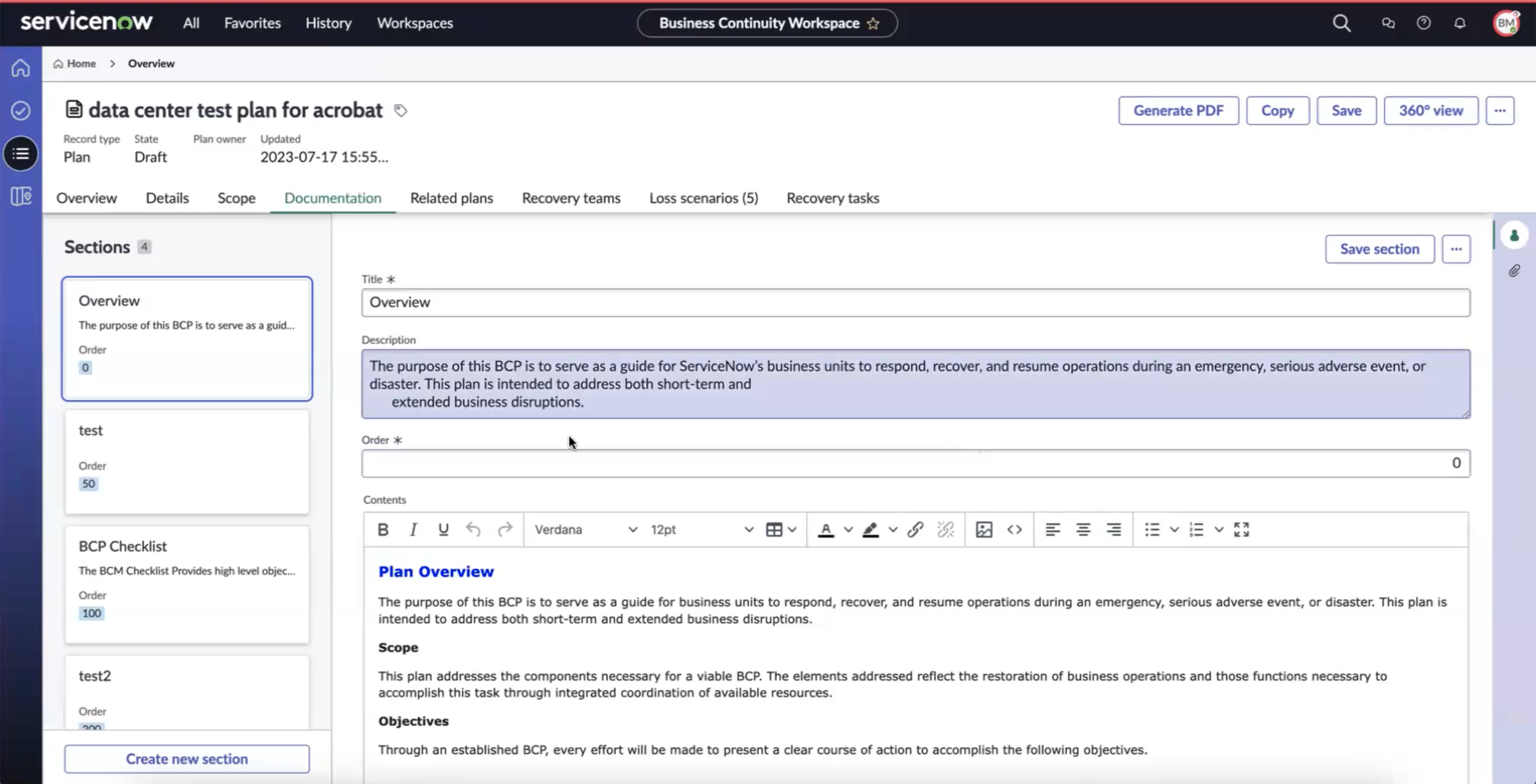 Saving the documentation section.