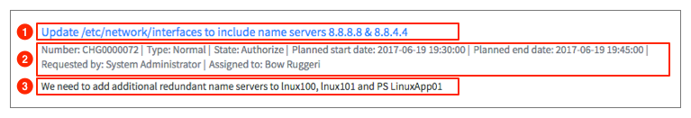 Sample search result listing in Core UI showing title, field list, and description.