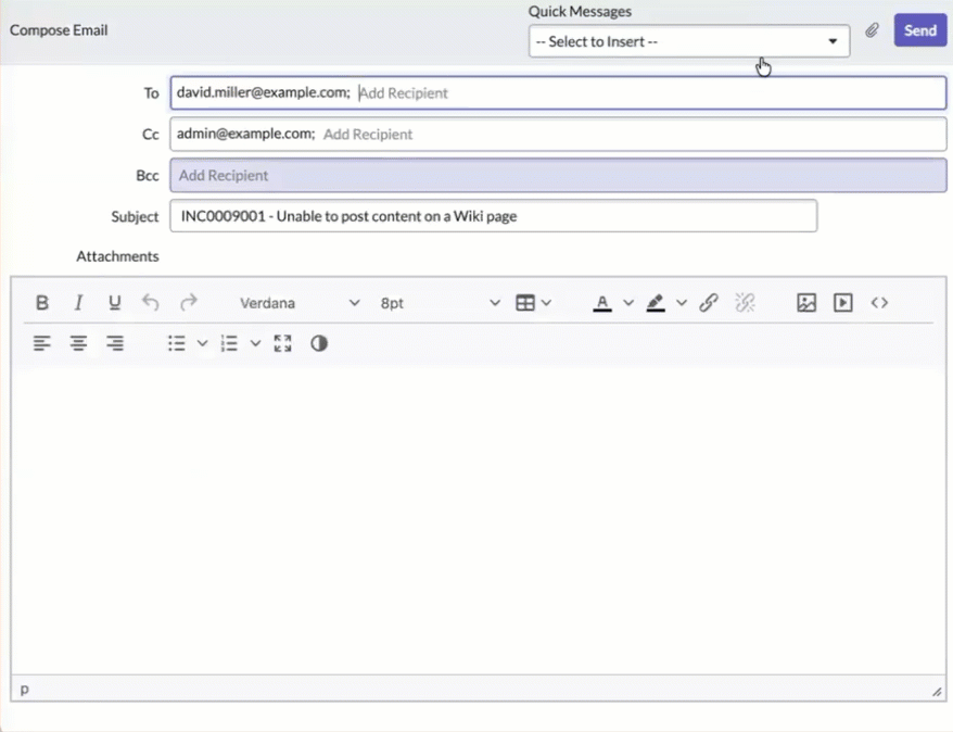 Adding quick messages