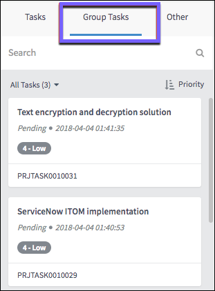 Group Tasks tab on Time Sheet Portal contains the tasks assigned to your assignment group.