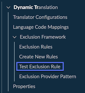 Test Exclusion Rule is highlighted in the navigation.