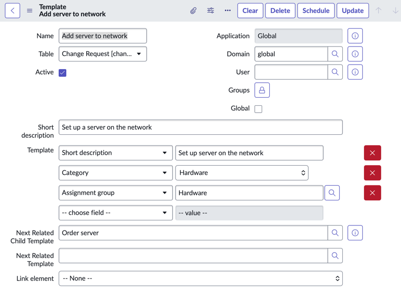 Example for parent task template.