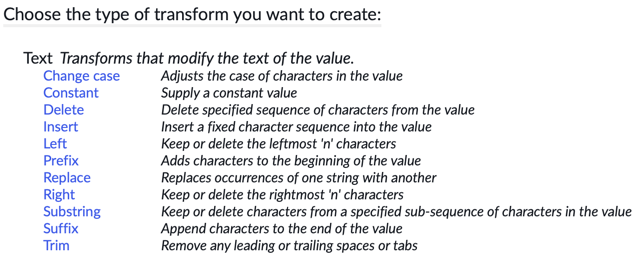 Transform types
