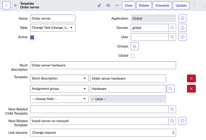 Example for child task template.