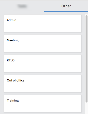 Other tab on Time Sheet Portal contains operational tasks like administration, meeting, and KTLO.