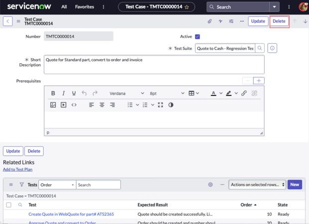 Test case form.