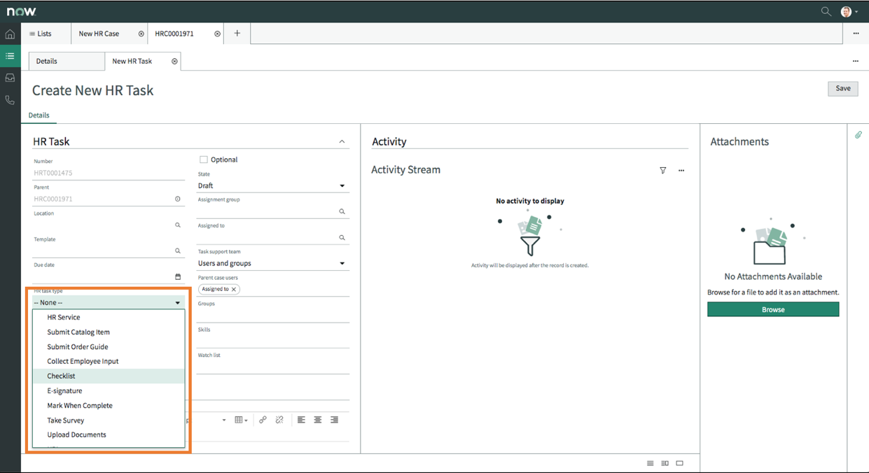 HR Agent Workspace - タスクタイプ