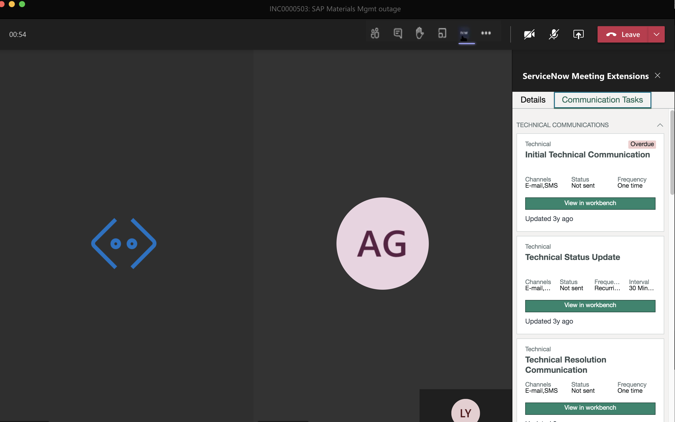 Microsoft Teams の [コミュニケーションタスク] タブ