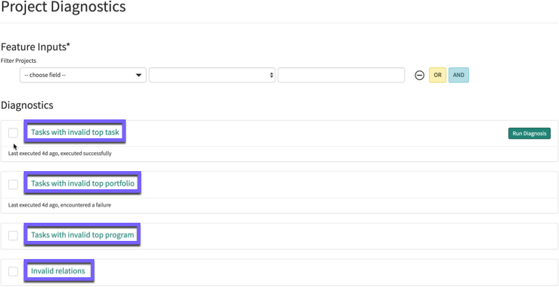 Nom de l’analyse de diagnostic dans l’application