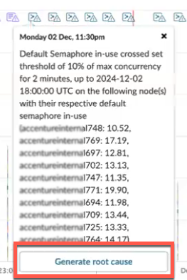 RCC details and option to select to Generate root cause.
