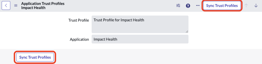 Sync Trust Profiles in Application Trust Profiles.