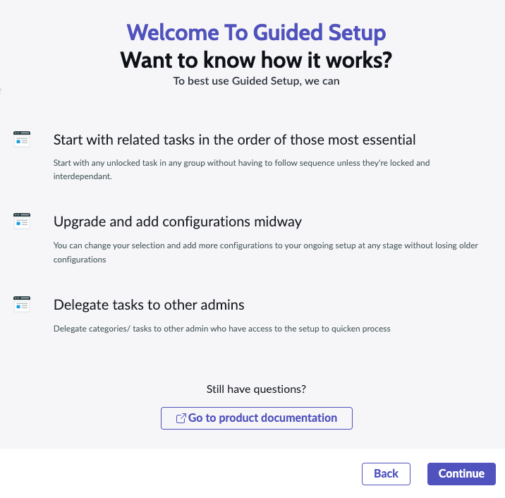 Guided Setup landing page.