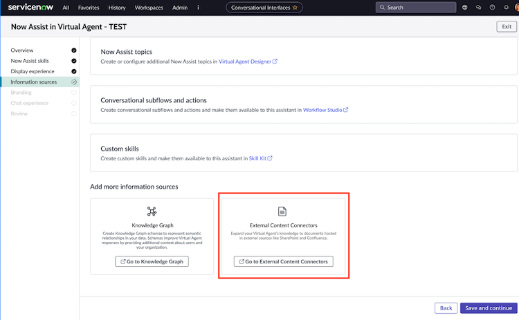 Ajouter un connecteur de contenu externe pour créer et connecter des sources externes