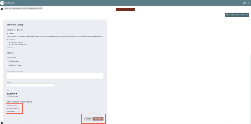 Agent virtuel Fenêtre de messagerie instantanée, avec des liens en surbrillance et des boutons mis à jour après la modification des codes de couleur hexadécimaux dans Générateur de thèmes.