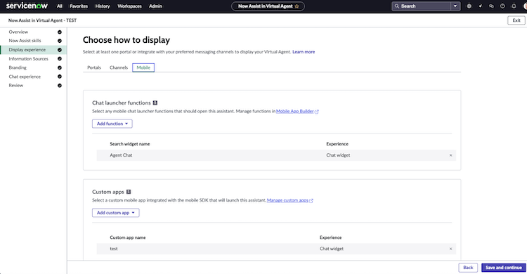 Listes déroulantes pour la fonction de lanceur de messagerie instantanée et les applications personnalisées