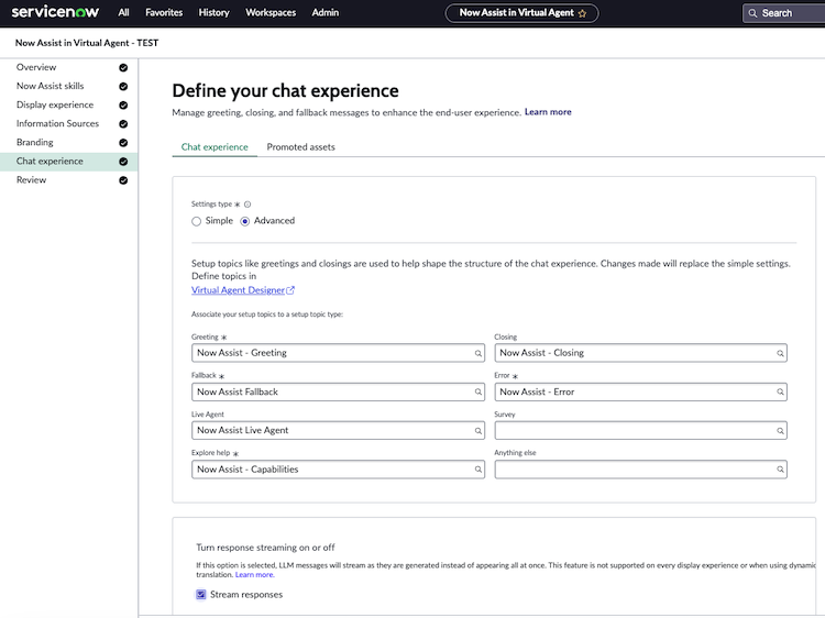 Paramètres avancés de la messagerie instantanée sur la page Définir votre expérience de messagerie instantanée.