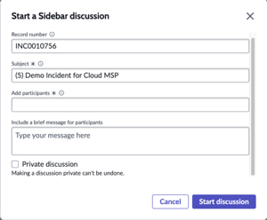 Fenêtre de discussion Sidebar.