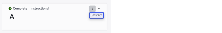 Bouton Redémarrer dans le menu contextuel de la carte d’activité