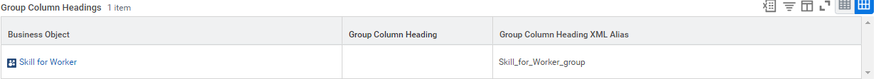 Select the business objects under Group Column Headings.