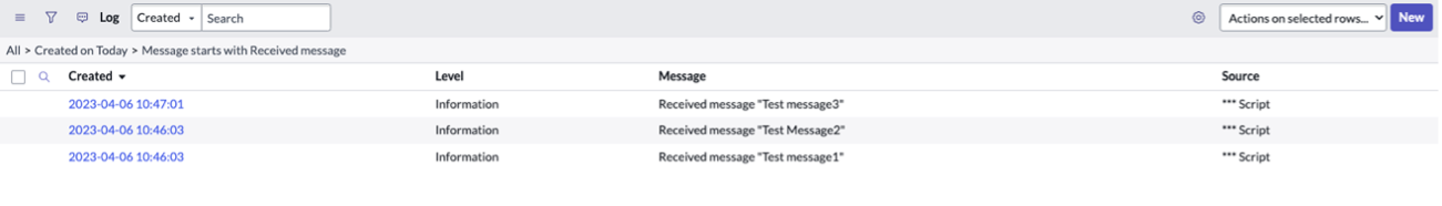 List of the received messages.