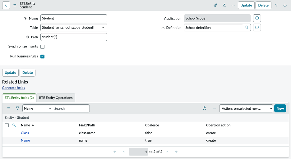 ETL Entity for Student.