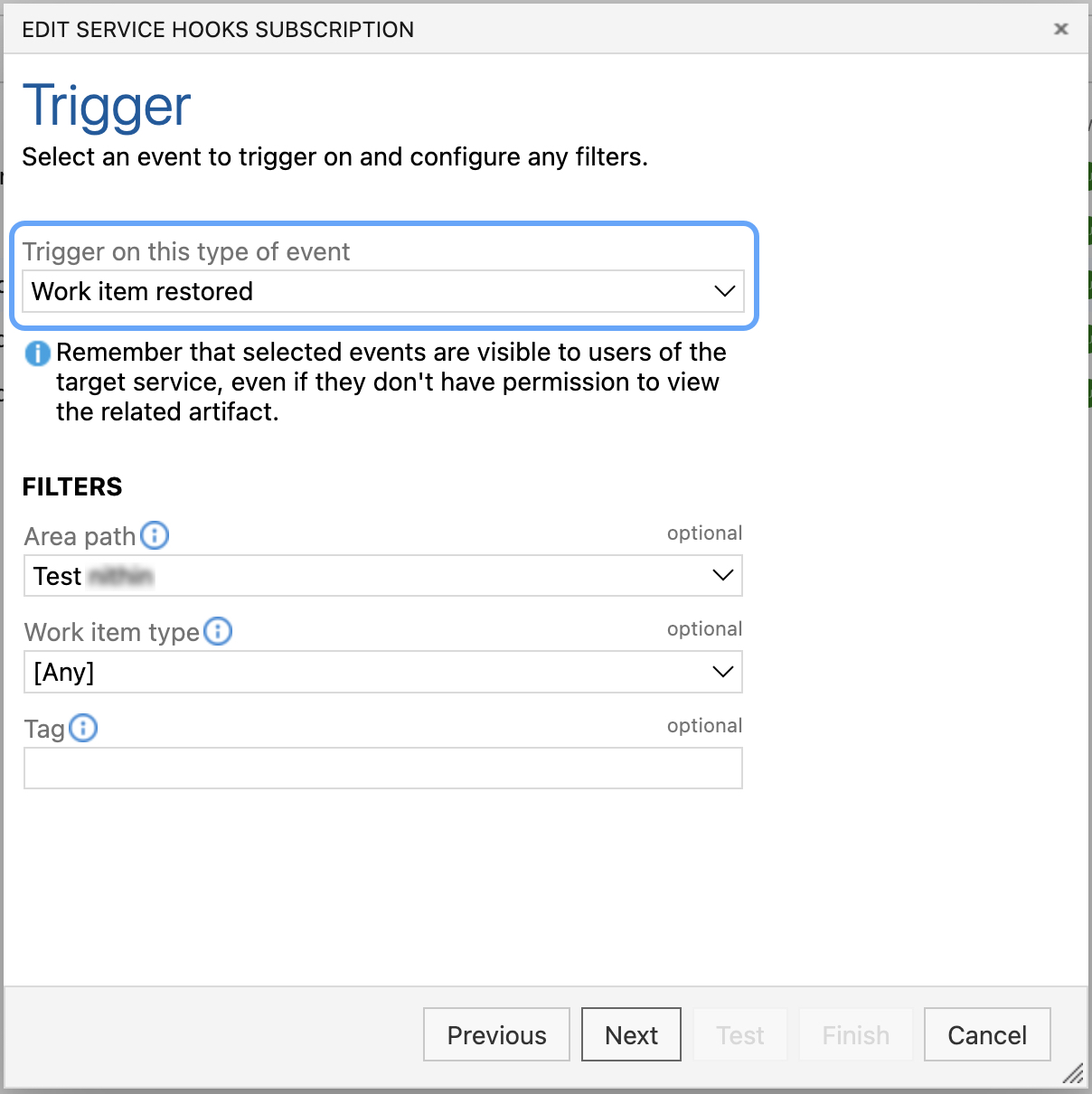 Configuring a trigger in the webhook.