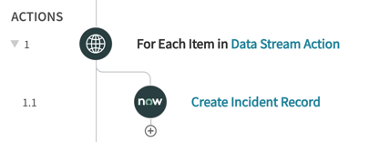 Create Incident Record child action within flow logic block.