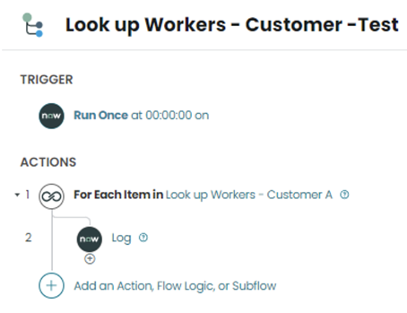 Test action in a flow.