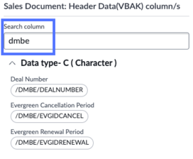 Field list with search option highlighted.